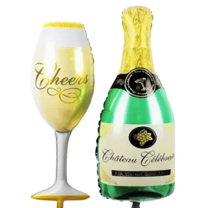 Champagne Bottle Wine Glass Balloon Pack of 2